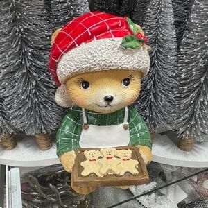 Christmas Santa Teddy Bear with Cookie Tray Martha Stewart Holiday Decor NWT